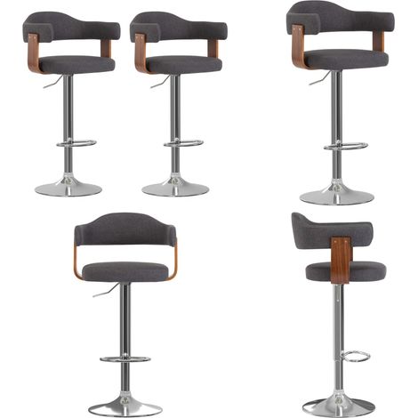 2 Stk. Barhocker Bugholz und Stoff Dunkelgrau - Barhocker - Kneipenhocker - Home & Living (1/5)