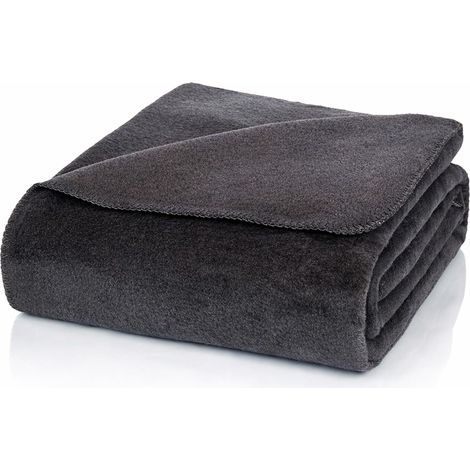 Couverture Douillette Uni Gris - Couverture de Salon en mélange de Coton polyacrylique pour canapé et lit 150 x 200 cm (1/5)