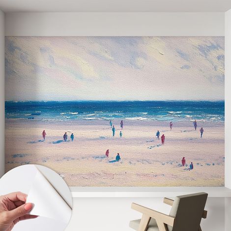 Papier peint adhésif avec colle pour décoration moderne de salon chambre à coucher cuisine et bureau Facile Paysage marin 152x104 cm (1/5)