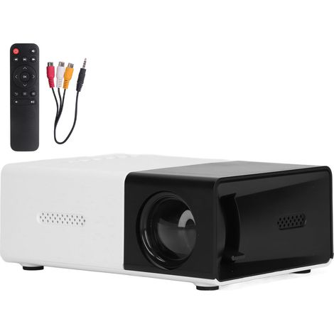 Mini projecteur portable noir 1080p avec haut-parleurs intégrés et technologie de réflexion diffuse. Compatible avec les prises UE 100-240 V. (1/5)