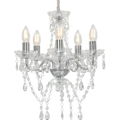 Lustre rond design extravagant 38 x 42 cm avec perles scintillantes ambiance chic en métal argenté (1/5)
