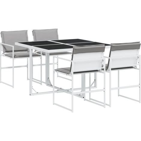 Maison Exclusive - Set da Pranzo da Giardino 5 pz con Cuscini Bianco in Textilene