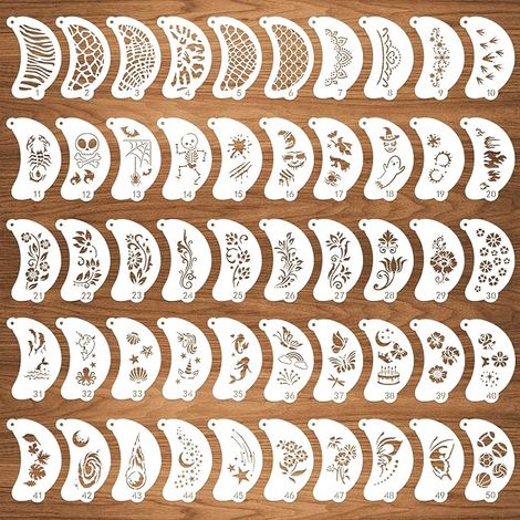 50 modèles de maquillage pour le visage et le corps, motifs variés, parfaits pour le maquillage, Halloween et les fêtes artistiques. (1/5)