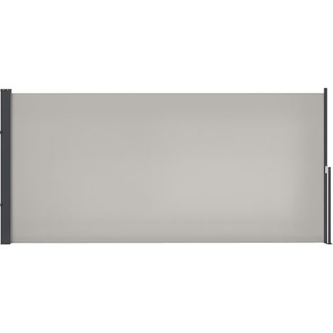 Store latéral Brise-Vue paravent rétractable dim. 3L x 1,40H m alu. Polyester Anti-UV Haute densité 180 g/m² Gris
