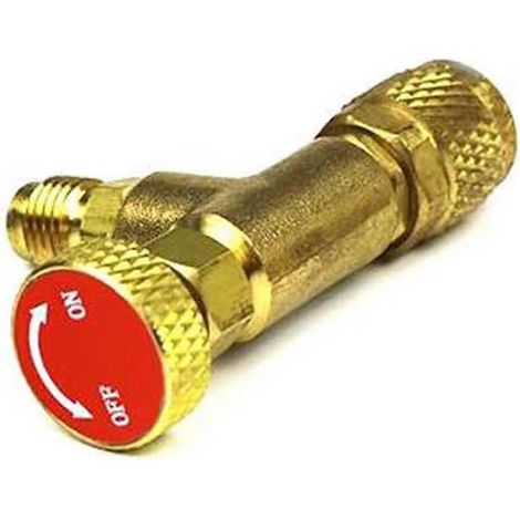 Adaptateur de vanne pour réfrigérant de climatisation R410A, raccord mâle SAE 1/4" vers femelle SAE 5/16", vanne de régulation de débit pour tuyau de charge, rouge R22 vers R410 (1/4)