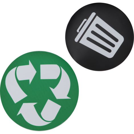 Pegatinas de reciclaje – 18 pegatinas de PVC laminado – 12,5 cm de diámetro – resistentes al agua para uso interior y exterior (1/5)