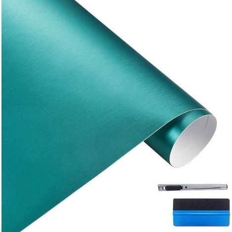 Gebürstete Edelstahl Metallic Vinyl Folie Seeblau 30x150cm Matt Chrom Auto Wrapping (1/5)