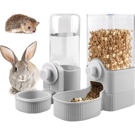Distributeur Automatique de Nourriture et d'Eau pour Lapins, Cochons d'Inde et Petits Animaux - Mangeoire et Abreuvoir Suspendus pour Cage (1/5)