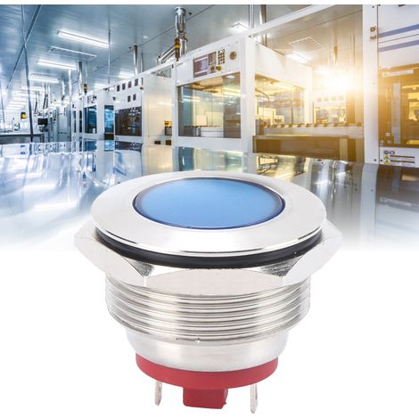 22 mm universelle wasserdichte LED-Anzeigeleuchte aus Metall mit blauen Pins (1/5)