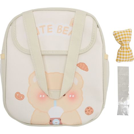 Sac isotherme fille motif ours cartoon, grand format, alu renforcé, boîte repas kawaii beige thé au lait pour bureau école (1/5)
