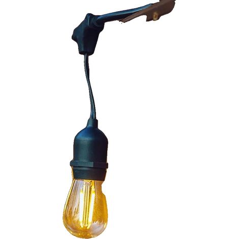 Guirnalda de luces LED de 15 m de largo, resistente a la intemperie, cable negro cálido, enchufe europeo, 20 bombillas. (1/2)