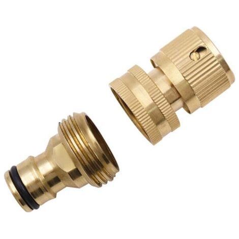 Schnellkupplung für Gartenschlauch, Messing-Gartenhahnanschluss, 3/4"-Hahnanschluss, Innen- und Außengewinde, Gartenschlauch-Wasserhahnadapter (1/5)
