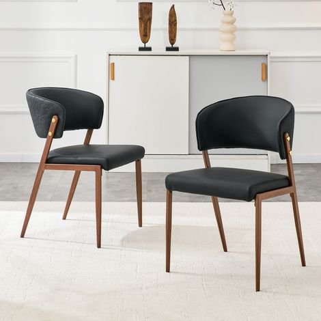 Lot de 2 chaises simili‑cuir structure métallique dossier ergonomique, sans table (1/5)