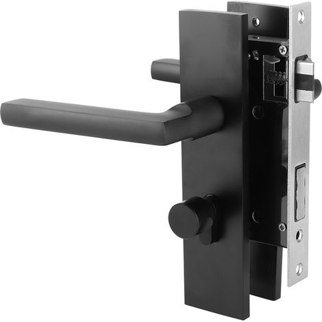 Serrure de porte de chambre en aluminium spatial, poignée de sécurité avec clés et vis, noire (1/5)