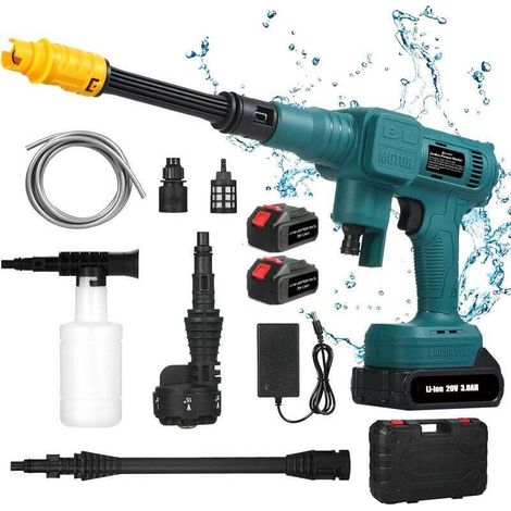 Nettoyeur Haute Pression de 20 V &Nettoyeur Portable sans Fil : 62bars 900PSI Pistolet à Jet d’Eau électrique avec Batterie de 3.0Ah pour Jardin lavage de voiture (1/4)