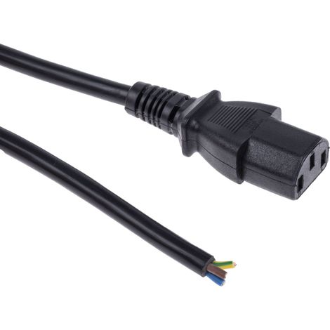 Câble d'alimentation, Noir, Connecteur C13, IEC, 250 V / 10 A, 2m ( Prix pour 1 ) (1/4)