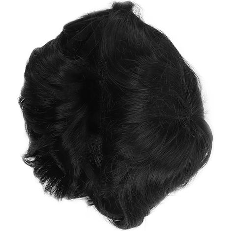 Perruque courte homme texture naturelle moelleuse, respirante confortable mode, véritable cheveux noirs (1/5)