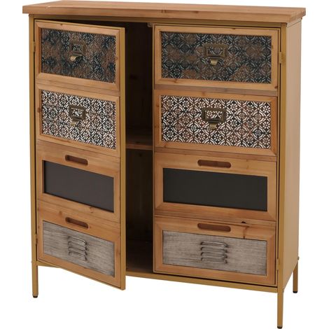 Apothekerkommode HHG-304, Schrank Highboard Staufächer, Vintage Shabby-Look 94x80x35cm, blau