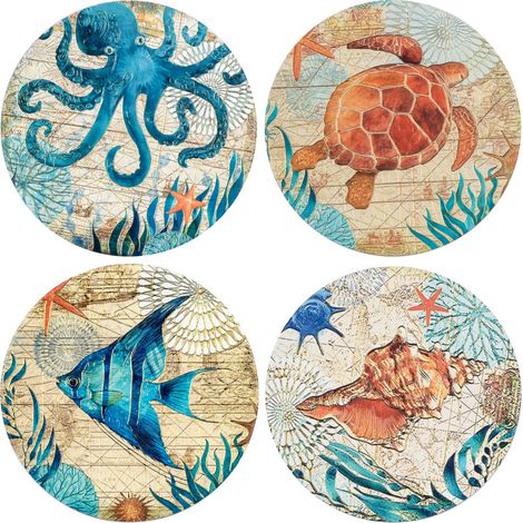 4U Keramik-Tischset: Farbenfrohes maritimes Design zur Dekoration
