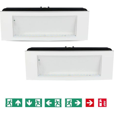 2 pz Lampada Emergenza Uscita Sicurezza Incasso Luce Bianca Indicatori Direzione (1/5)
