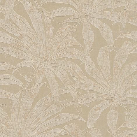 Nature wallpaper wall Profhome 395014 non-woven wallpaper textured with jungle elements and metallic highlights grey white gold 5.33 m2 (1/5)