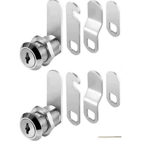 Mailbox Lock, Metal Cabinet Lock, with Lock Cylinder, 4 Keys, 4 Different Locking Plates for Mailbox Drawer, Pack of 2 (16mm) (1/4)