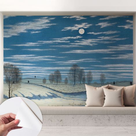 Selbstklebend Tapete - abwaschbar - Raumgestaltung Schlafzimmer Wohnzimmer Tapete Winterlandschaft 208x146 cm (1/5)