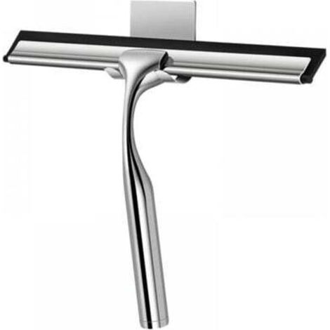Stainless steel wiper blade with suction hook for bathroom and kitchen cleaning, 10-inch chrome