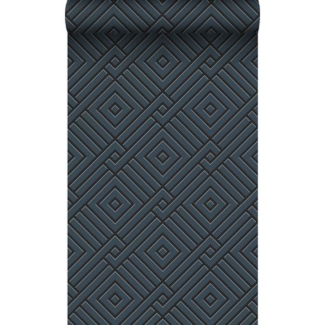 papier peint motif graphique 3D bleu foncé - Origin Wallcoverings (1/5)