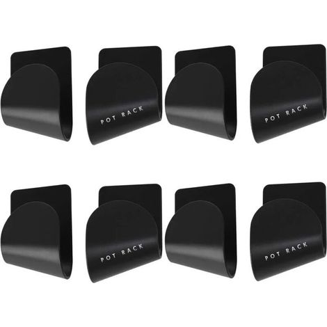 Porte Casseroles Mural 4 Paires Support Couvercles Casseroles Support de Couvercle de Pot Supports Adhésifs pour Couvercles de Casseroles Multifonctions, à Fixer au Mur,Noir (1/5)