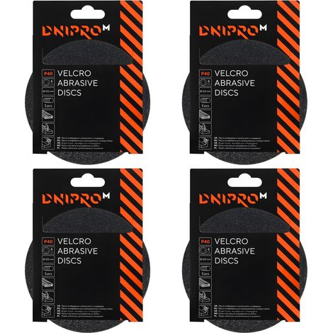 Discos de lija Dnipro-M P40 de 125 mm, 8 agujeros, para lijadora excéntrica, pack de 20 unidades (1/2)