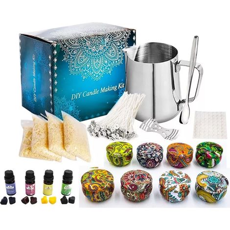 Kit Bougies DIY en Cire d'Abeille, Pot à Bougies Parfumées, Loisirs Créatifs pour Adultes et Adolescents, Cadeau (1/5)