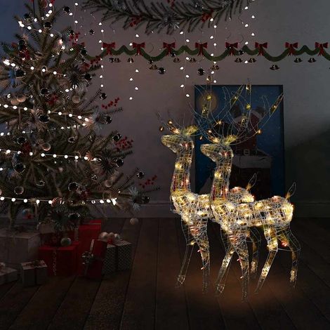 Adorno de renos de Navidad acrílico multicolor 2 uds 120 cm vidaXL