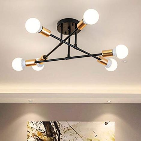 Plafonnier moderne Spoutnik, 6 lumières, plafonnier semi-encastré du milieu du siècle pour chambre à coucher, salle à manger, salon, cuisine, bureau (1/5)