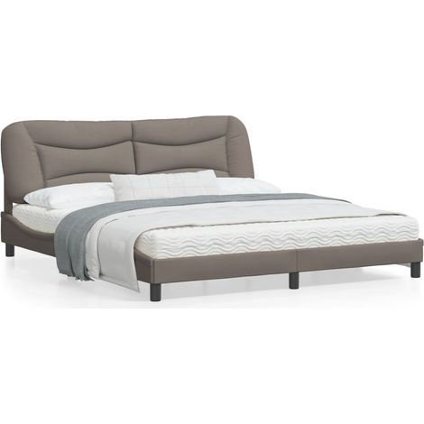 Cadre de lit avec tête de lit Taupe 180x200 Tissu (1/5)