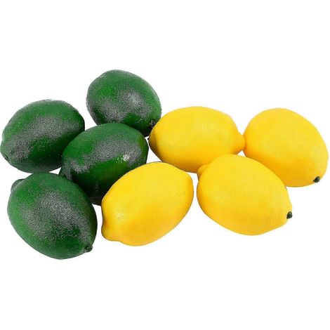 Lot de 8 faux citrons artificiels jaunes et verts pour décorer vases, maison, cuisine et fêtes. (1/5)
