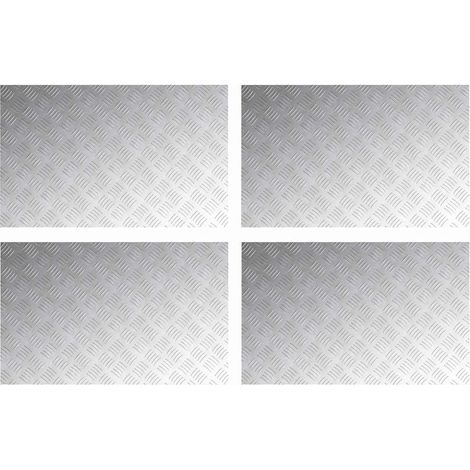 Plaques à damier 4 pcs Argent 80 x 50 cm Aluminium CFW807727 (1/5)