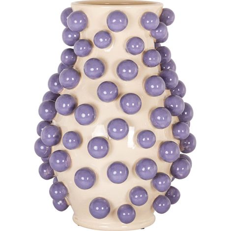 Vase texturé crème à pois lilas - crème et lilas (1/3)