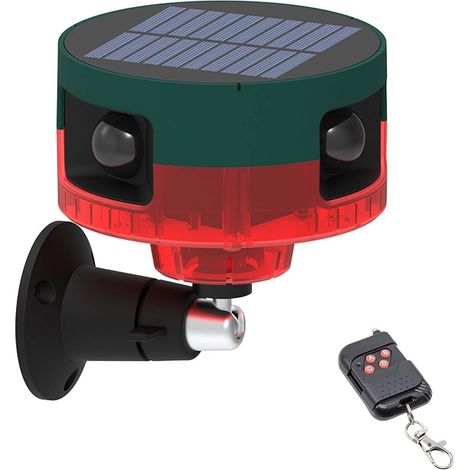 Solaire Alarme 129dB Sonore et Lumineuse, 360 ° Détecteur de Mouvement Sirène de Sécurité avec Fonction d'enregistrement pour Ferme Verger Jardin (Rouge) (1/5)