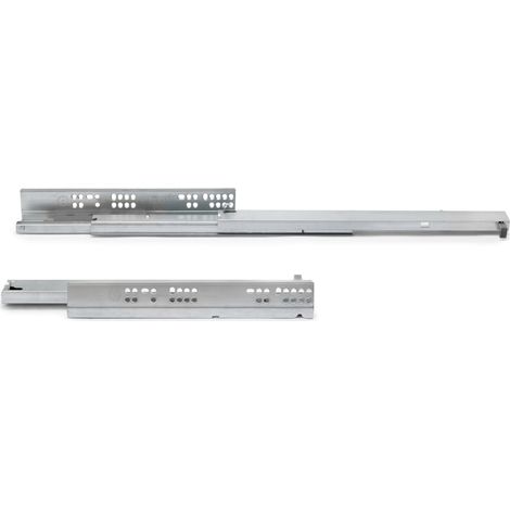 Emuca Set di guide per cassetti a scomparsa Silver, estrazione totale, push, profondità 500 mm, Acciaio, Zincato bianco