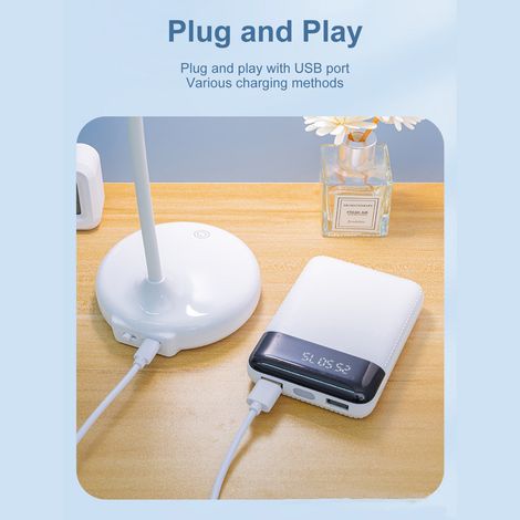 Ortviai Lampe de bureau LED anti-lumière bleue, rechargeable USB, 3000-6000 K, réglage infini de l’intensité et température couleur (1/4)