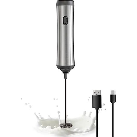 Mousseur à café portatif, mousseur à main rechargeable par USB, mousseur à lait portatif réglable pour cappuccinos, chocolat chaud, laits frappés, mélange d'œufs (1/5)