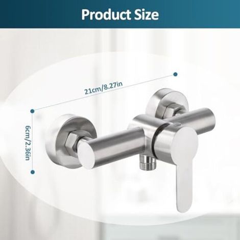 Mitigeur de douche monocommande, robinet de douche mural en acier inoxydable 304, mitigeur de douche monocommande avec accessoires de montage, mitigeur de douche mural pour baignoire (1/4)