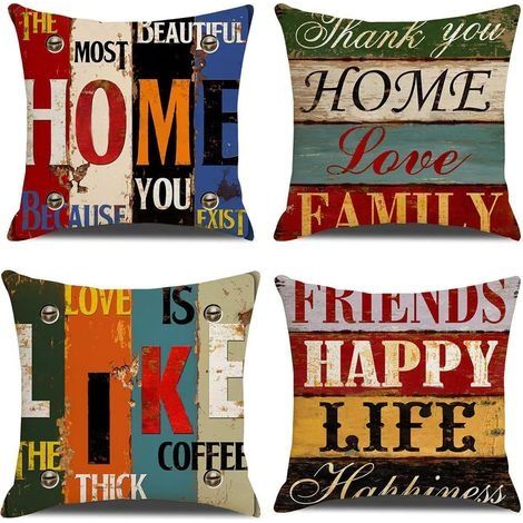 Housse de Coussin Lot de 4 45X45cm Décoratif Canapé Taie d'oreiller Decoration Canapé Housses de Coussin Décoration pour Chambre Lit Jardin Canapé Chaise (1/5)