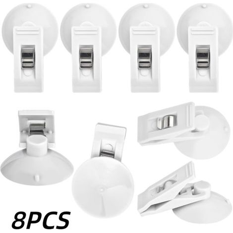 Set di 8 clip a ventosa, clip per scontrini, clip per carte, accessorio multifunzionale per riporre carte, tende da doccia, materiale pubblicitario, espositori fotografici, colore bianco, 3 x 3,5 cm (1/5)