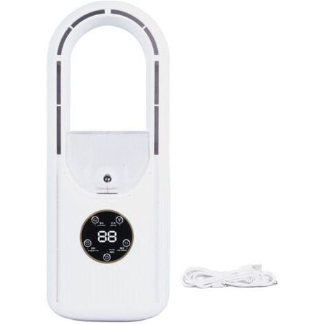 Ventilateur sans lame, réglage à 6 vitesses, réservoir d'eau de 100ml, ventilateur de refroidissement par brumisation de Table USB silencieux avec synchronisation blanc (1/5)
