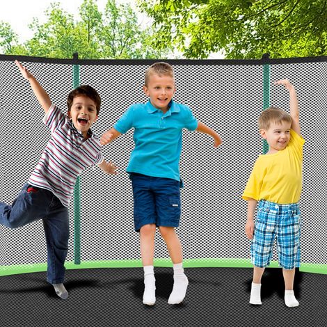 Trampolin, mit Sicherheitsnetz, Leiter, bis 181 kg, grünen, aus PE, Eisen, wasserdichtem Gewebe und PVC (1/5)