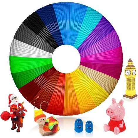 Filamento PLA per stampa 3D, ricarica da 1,75 mm, 5 m di filamento 3D in 20 colori ciascuno, adatto a bambini e adulti, filamento accessorio per penna 3D per stampanti 3D (1/4)
