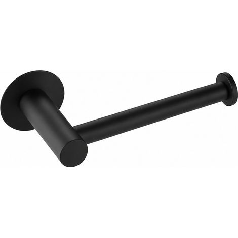 Porte-papier toilette en acier inoxydable, fixation murale sans perçage ni clou, noir, pour salle de bain (1/5)
