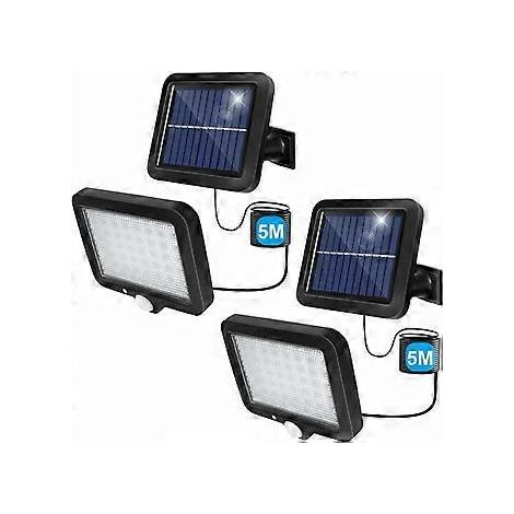 Lampe Solaire Extrieure IP65-2000Mah 56 LED Capteur de Mouvement Câble 5m Utilisation Jardin Extrieur 2 Pack